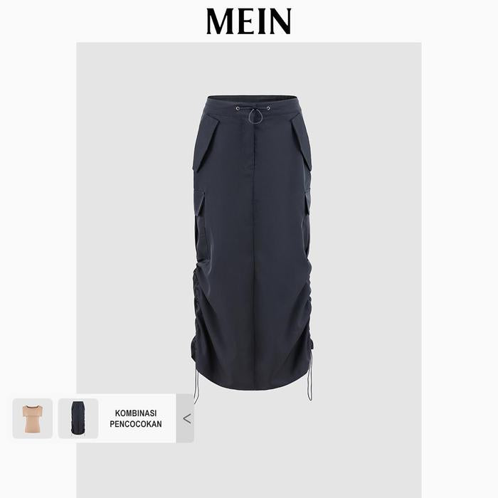 MEIN Rok Midi Kasual Wanita 5519-grey-XL