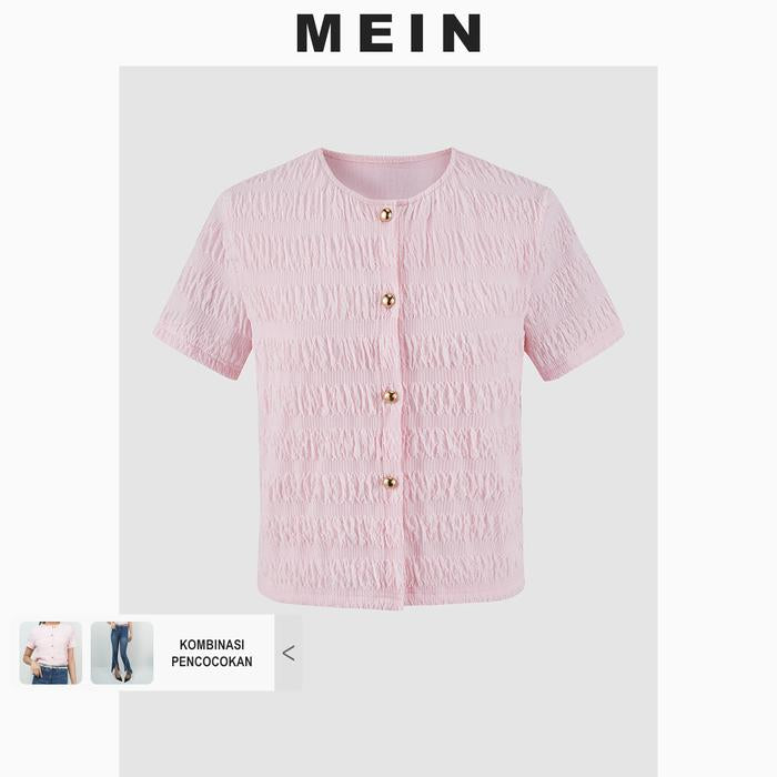 MEIN Knit Cardigan Wanita Lengan Pendek 5453-pink-L