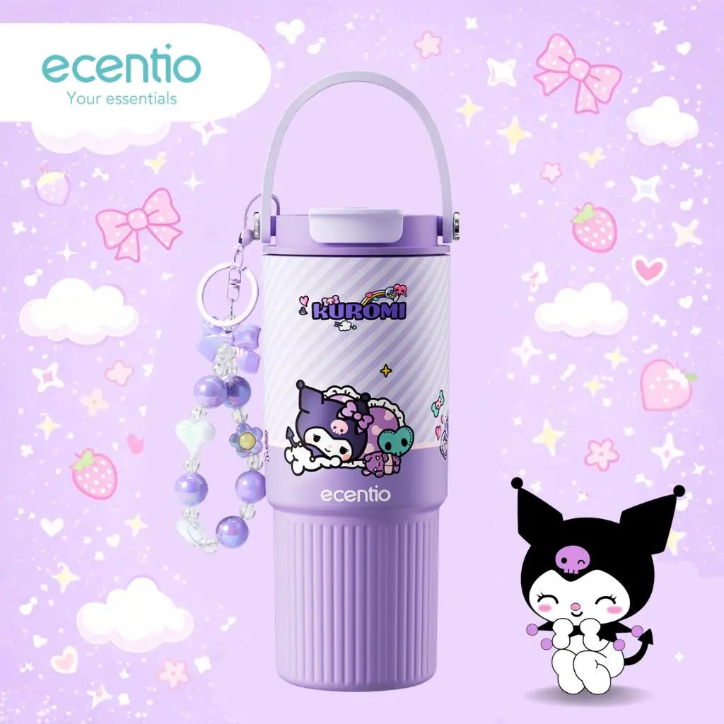 Ecentio 850ml Kuromi Stainless Steel Car Cup with Handle（Purple）