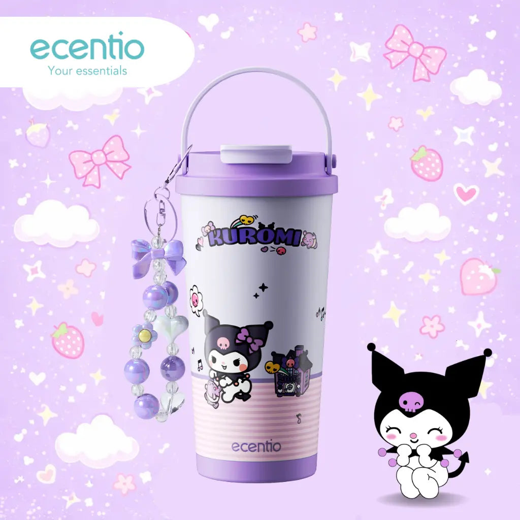Ecentio 580ml Kuromi Stainless Steel Tumbler with Handle（Purple）
