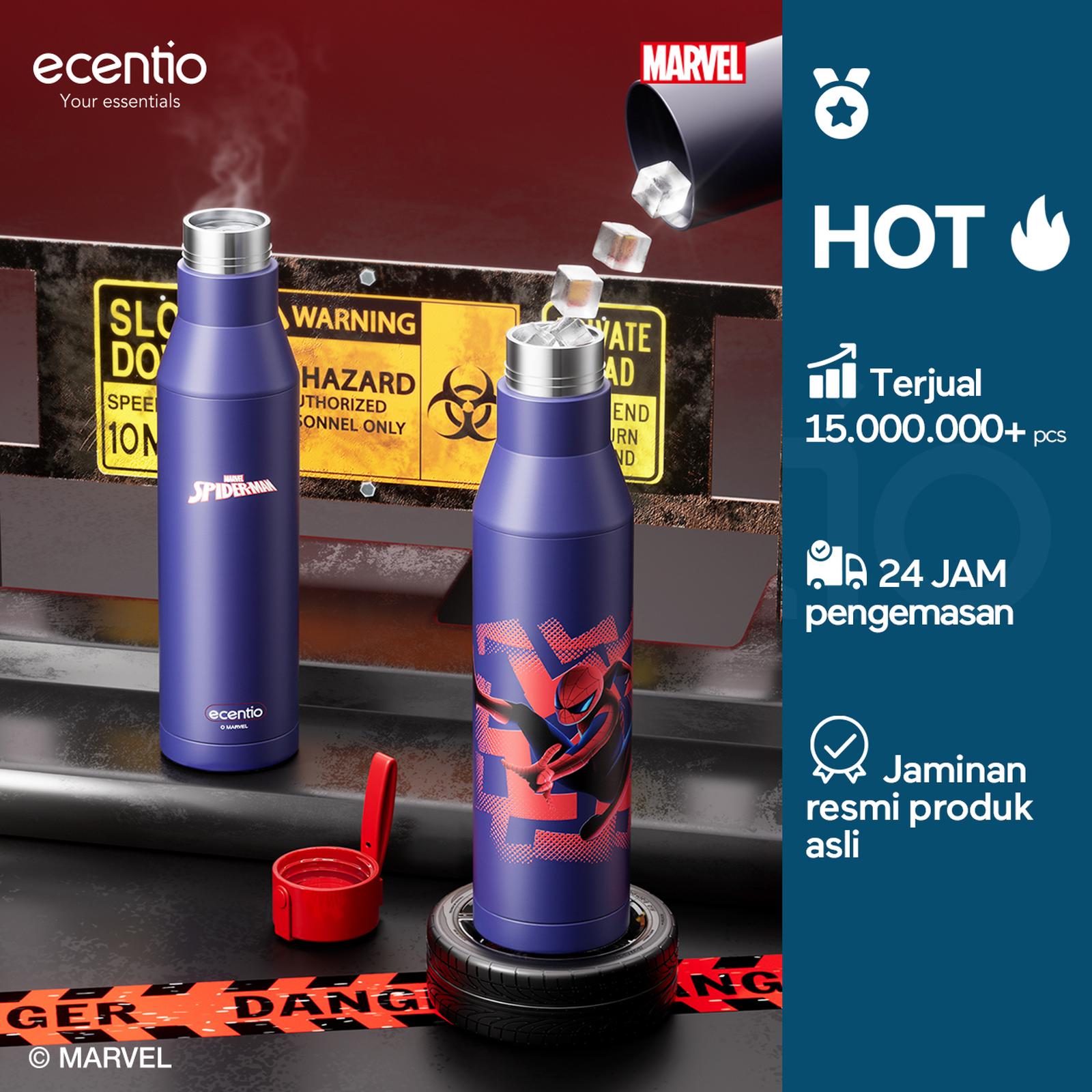 ecentio 1000ml Spider-Man silicone handle outdoor bottle