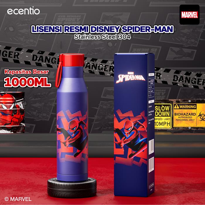 ecentio 1000ml Spider-Man silicone handle outdoor bottle