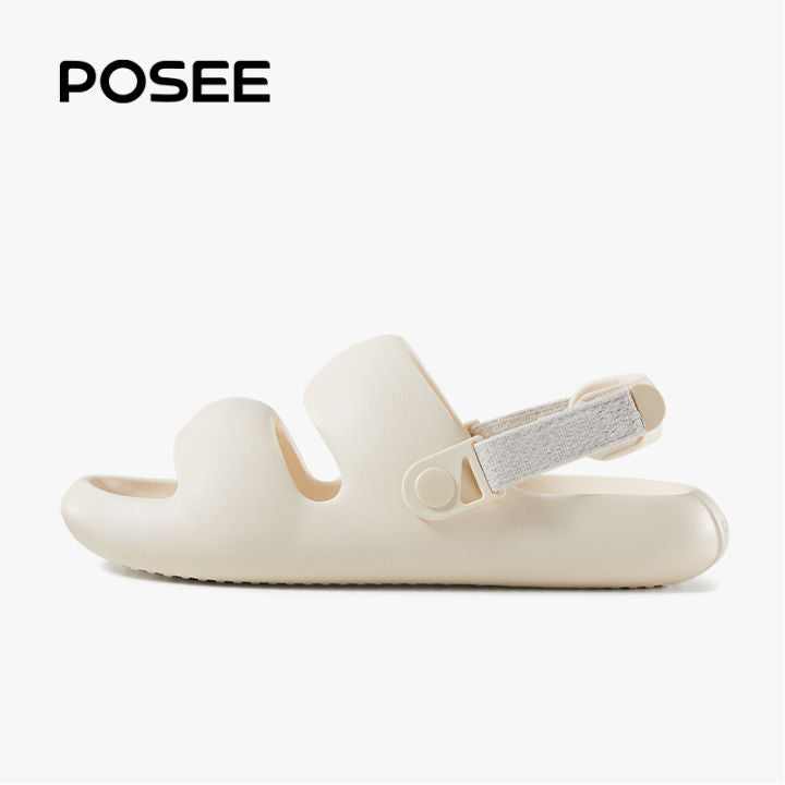 POSE Women’s 2in1 Velcro Rmaxpro Slippers – 38° Soft Sole, Non-Slip Home Sandals - White - 37-38