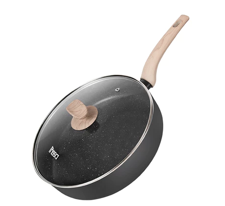 SIMPLUS-28cm Hard-anodized Stretched Aluminum Wok 018-Including Lid + Screwdriver-Grey