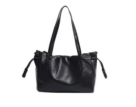 Ava Tas Bahu Tote Bag Wanita Serut Tali - Hitam