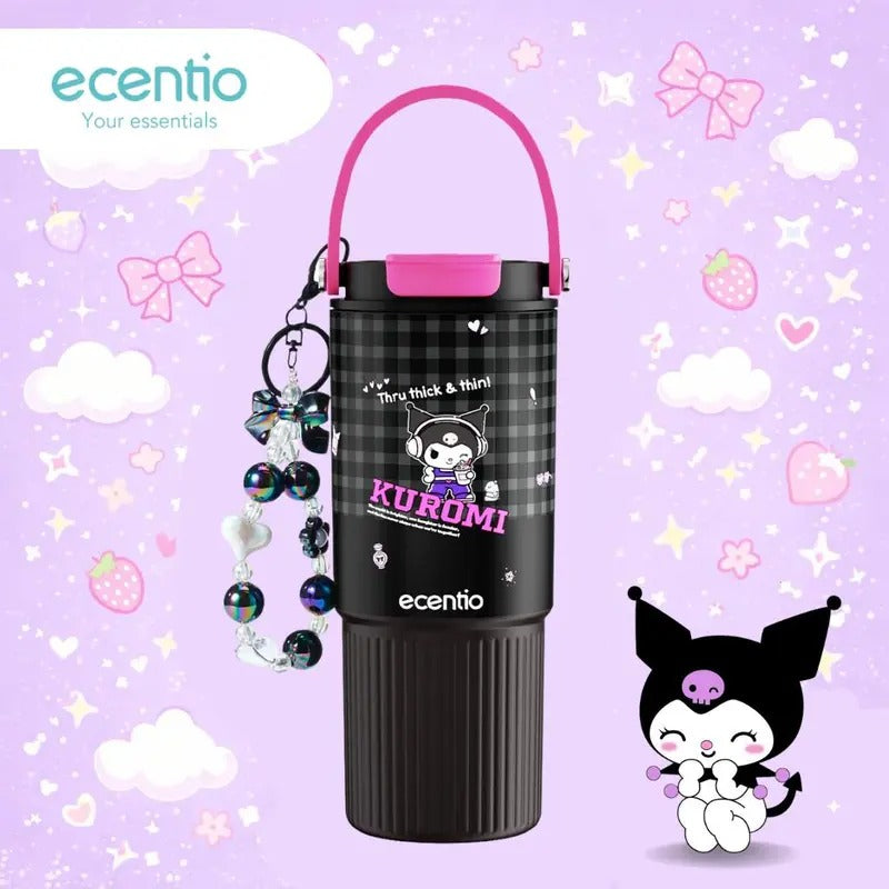 Ecentio 850ml Kuromi Stainless Steel Car Cup with Handle（black）