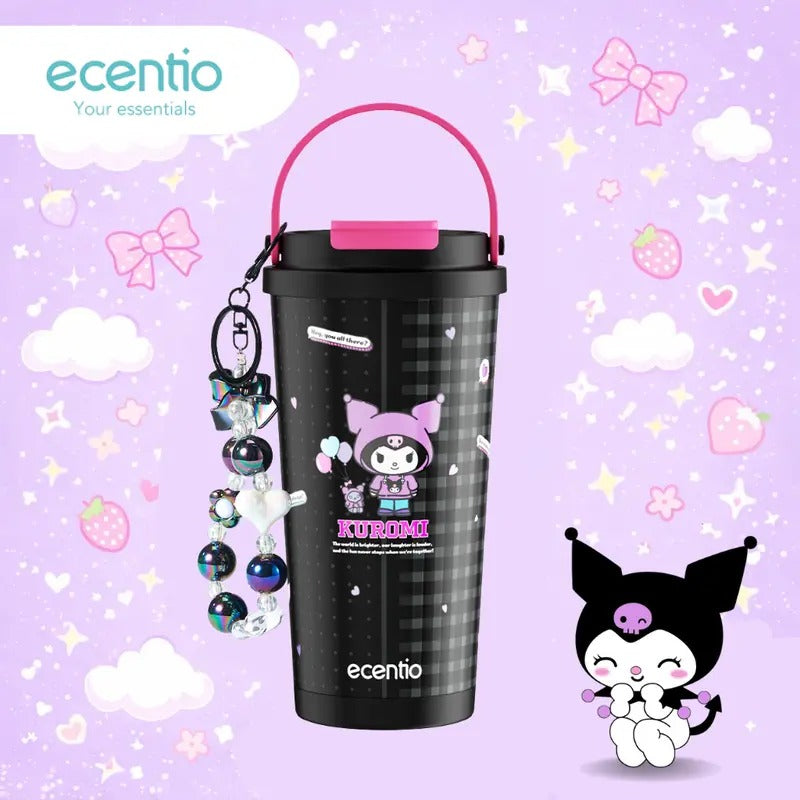 Ecentio 580ml Kuromi Stainless Steel Tumbler with Handle（black）