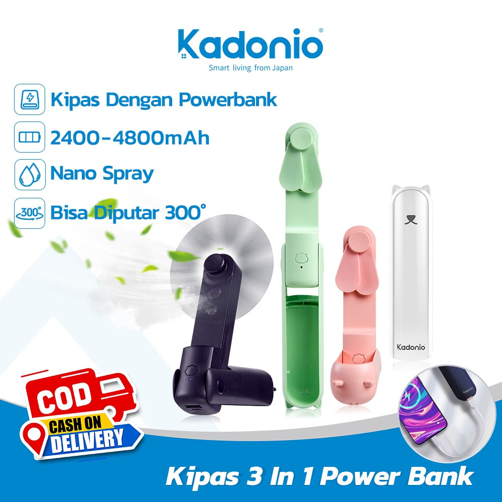 Kadonio 3IN1 FAN Powerbank/Fan/Sprayer - Dark Blue