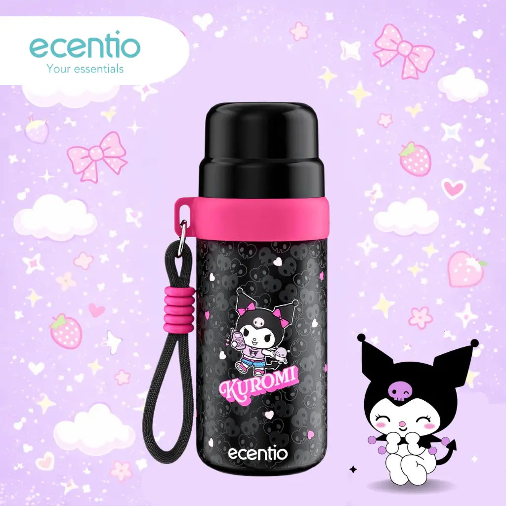 Ecentio 350ml Kuromi Stainless Steel Vacuum Flask（black）