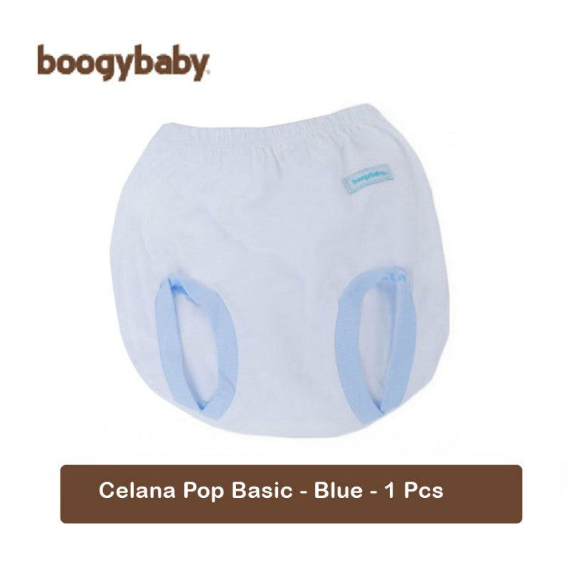 Boogybaby - Celana Pop Pendek Newborn Basic Solid (0-6 Bulan) Pants / Pakaian Baby Baru Lahir Laki Laki Perempuan - Biru, 0-3 Bulan