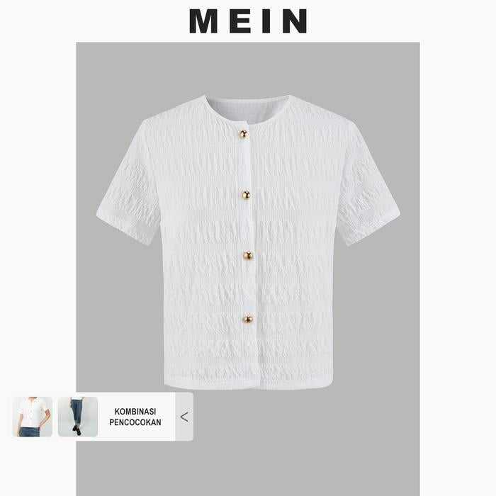 MEIN Knit Cardigan Wanita Lengan Pendek 5453-White-M