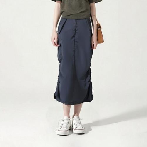 MEIN Rok Midi Kasual Wanita 5519-grey-XL