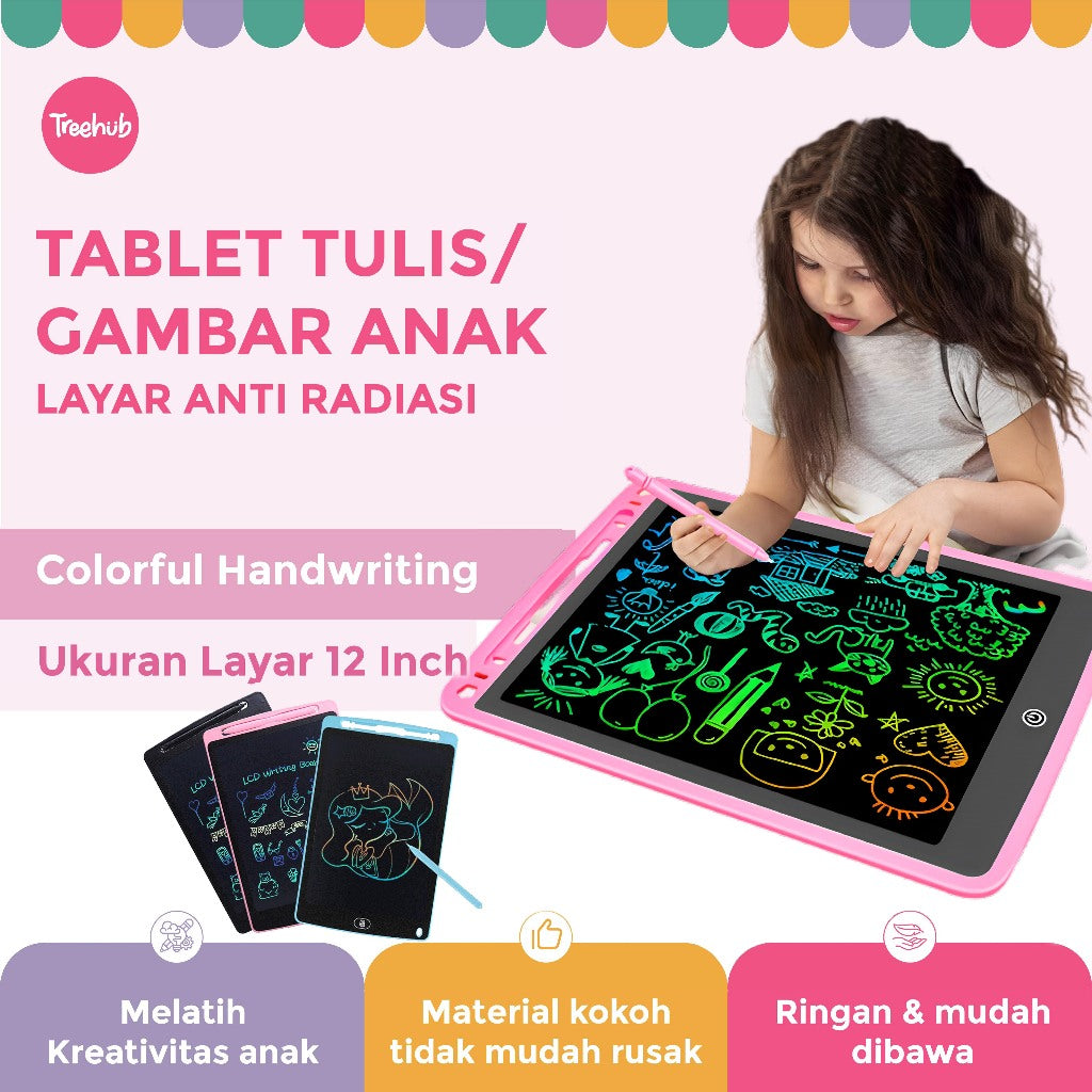 Mocababy Treehub LCD drawing board handwriting board 12 inches - sky blue frame color handwriting