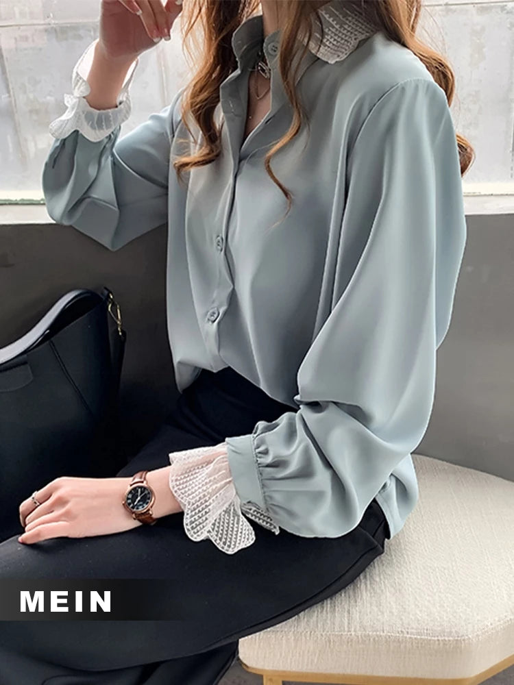 MEIN Urban Kemeja Wanita L/S Biru Casual 866-blue-S