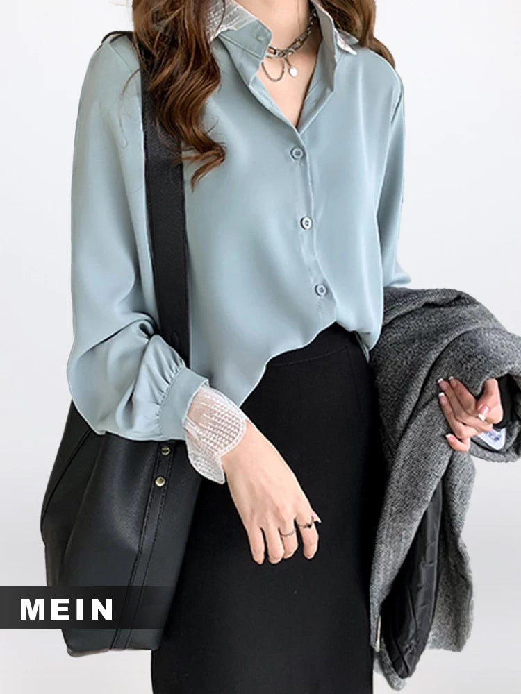 MEIN Urban Kemeja Wanita L/S Biru Casual 866-blue-M