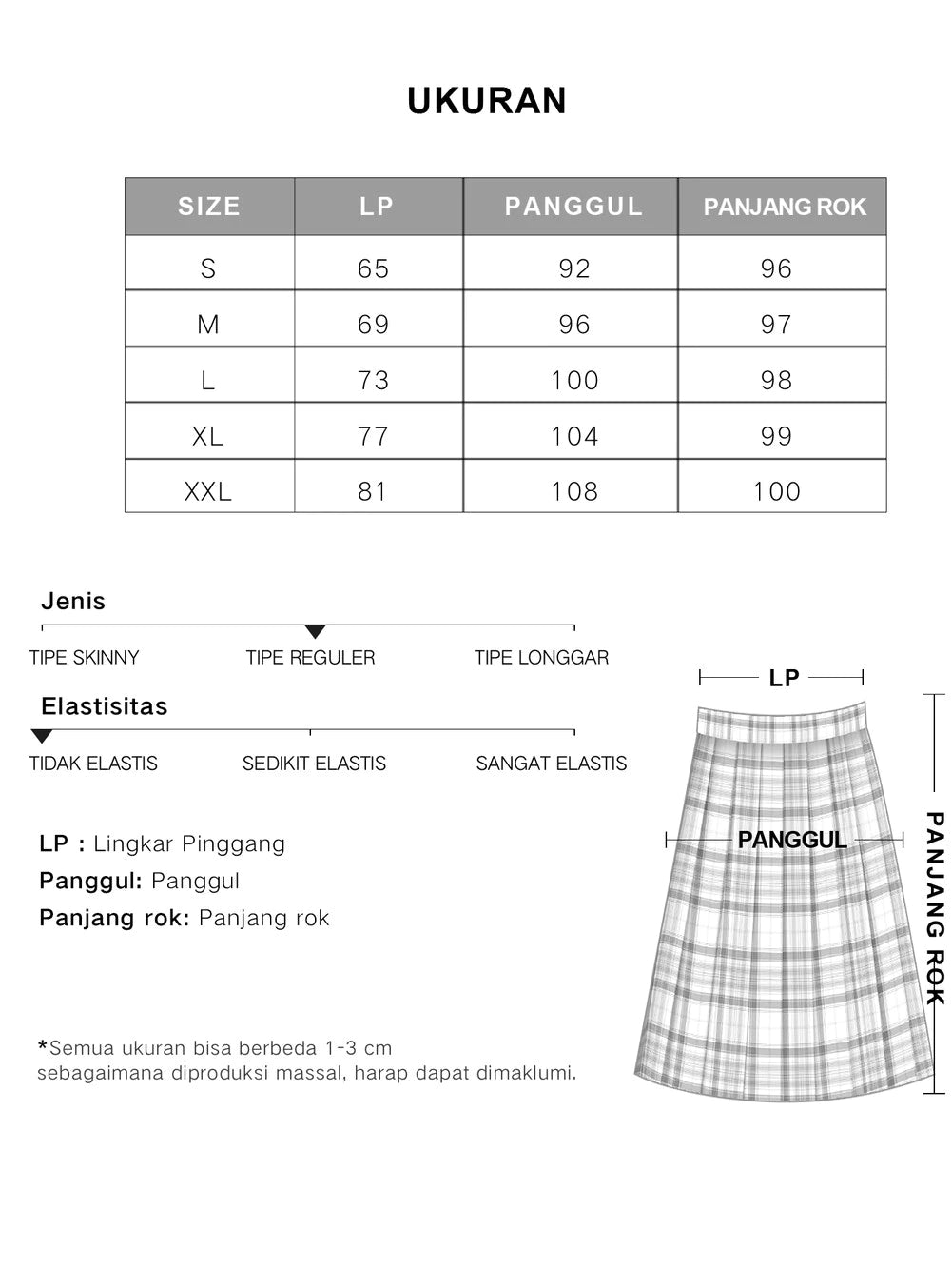 MEIN Rok Denim Midi Wanita A-Line High Waist 4441-Blue-M