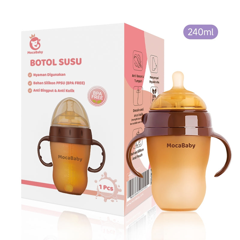 Mocababy Brown Silicone Bottle 240ml