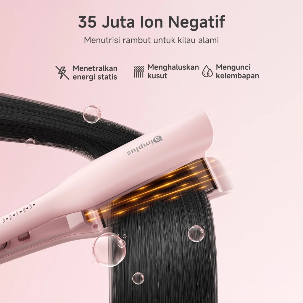 SIMPLUS-Hair Straightener-Wide Plate-With Negative Ion-Pink