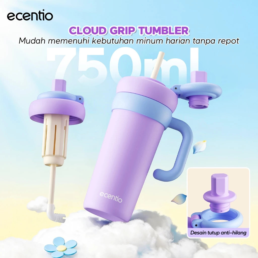 ecentio750ml stainless steel tumbler with handle (purple)