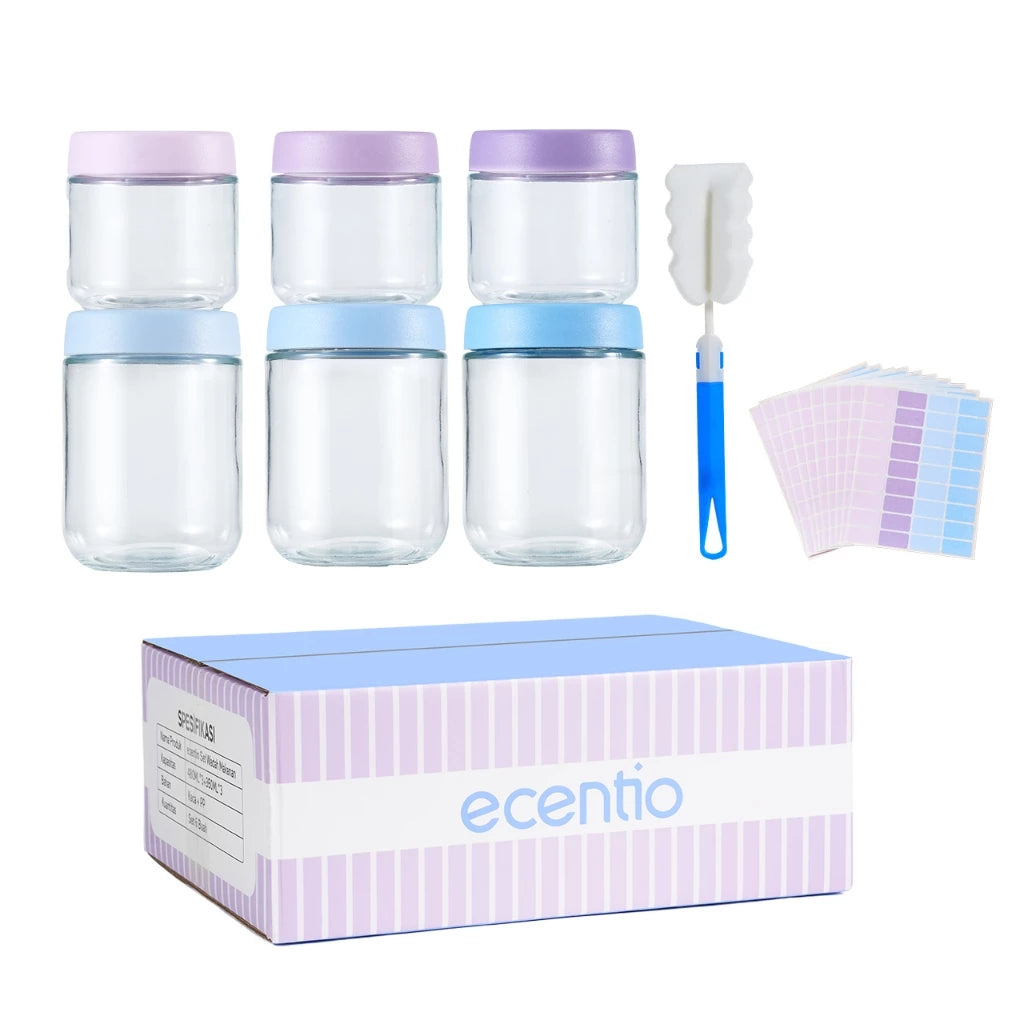 ecentio - 6-piece set of airtight glass food containers