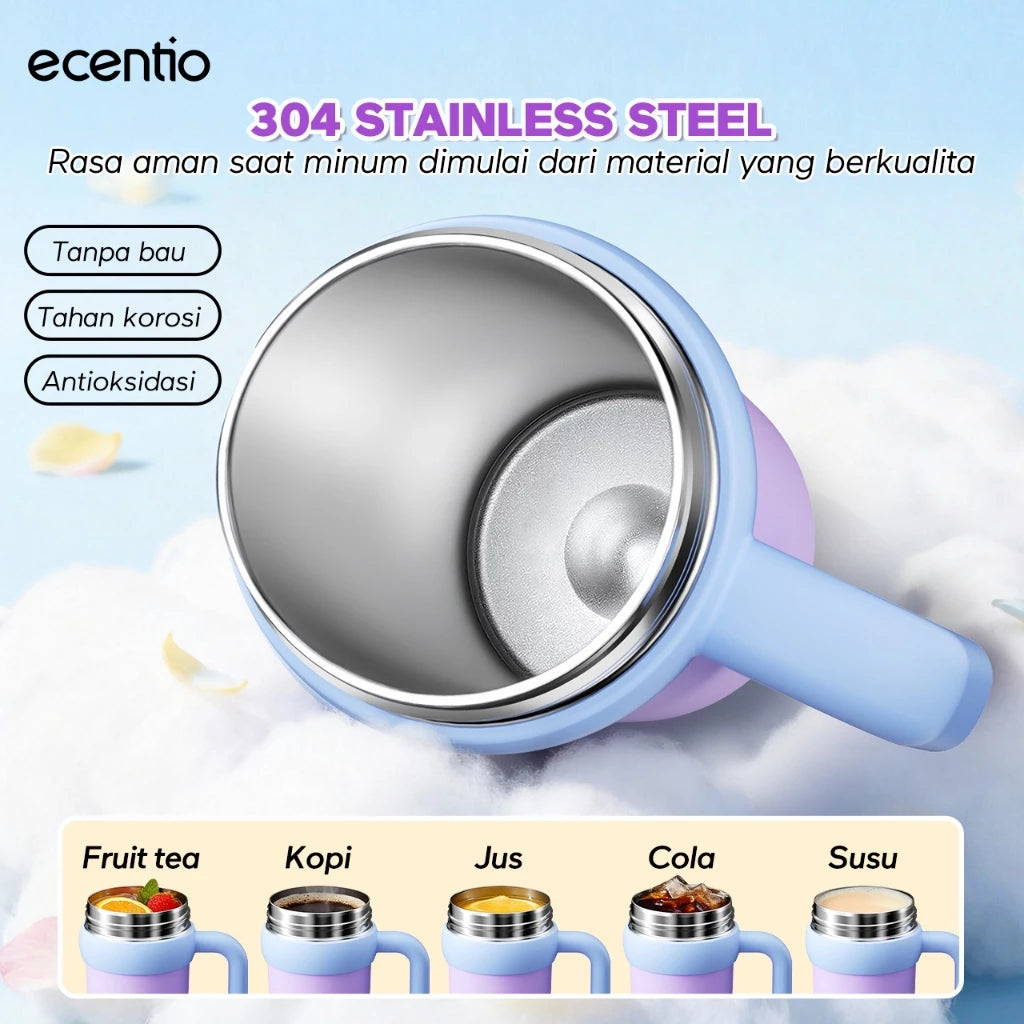 ecentio750ml stainless steel tumbler with handle (purple)