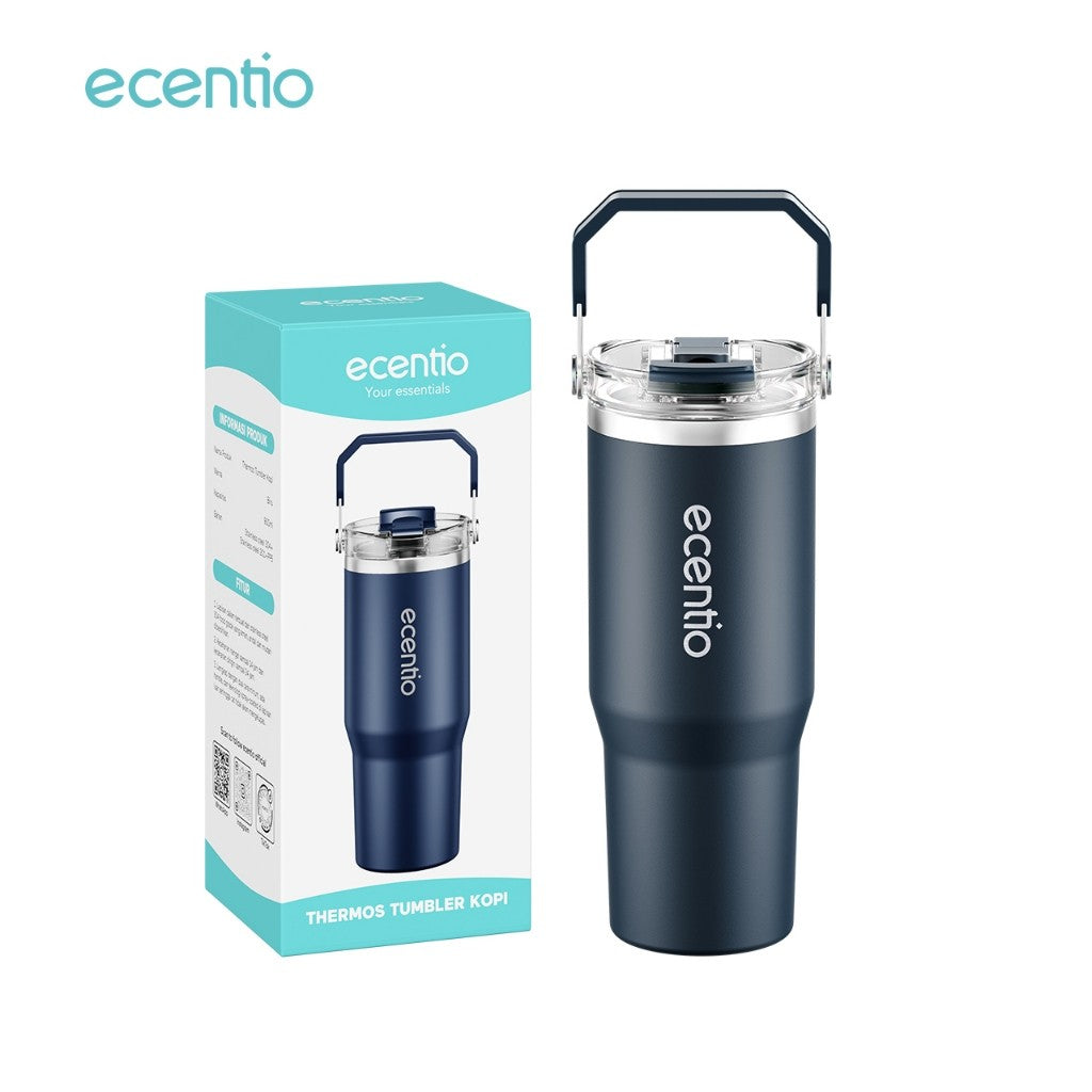 Ecentio-1200ml stainless steel car cup with handle（Dark blue）