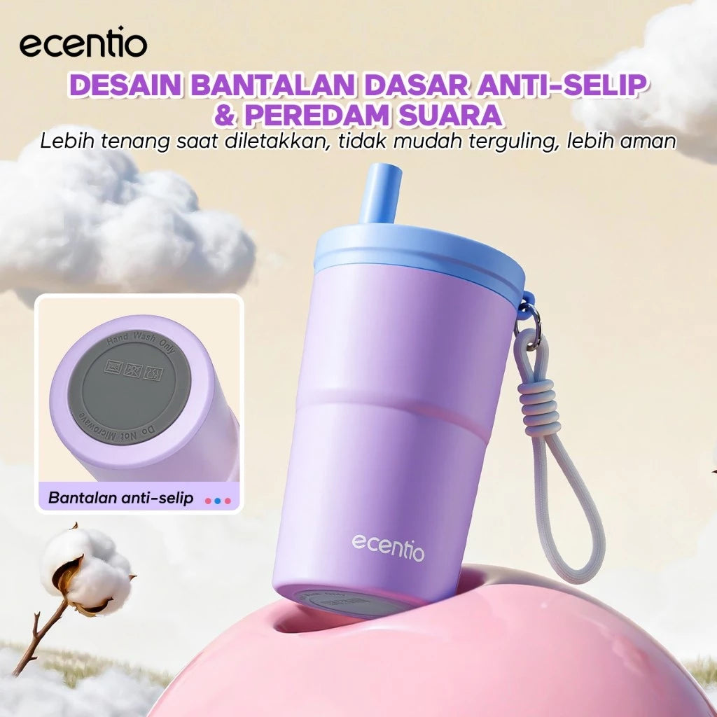Ecentio-500ml stainless steel tumbler with straw cover (purple)