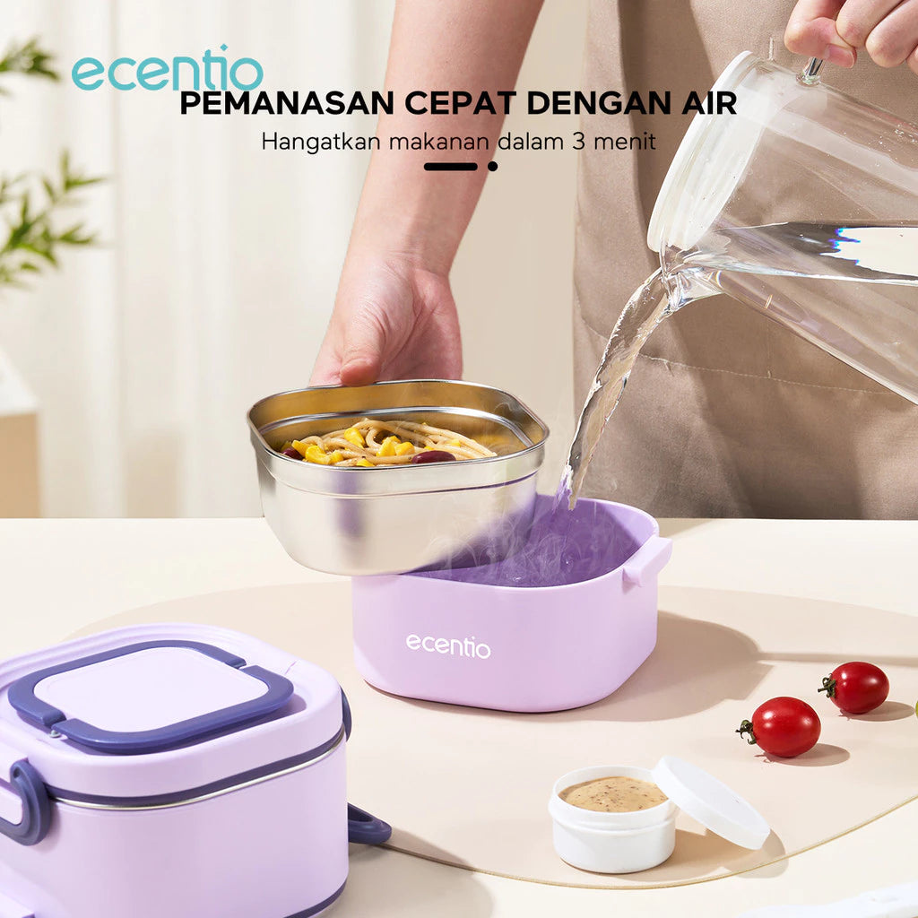 ecentio-650+650ml Double-layer Square Stainless Steel Lunch Box-Purple